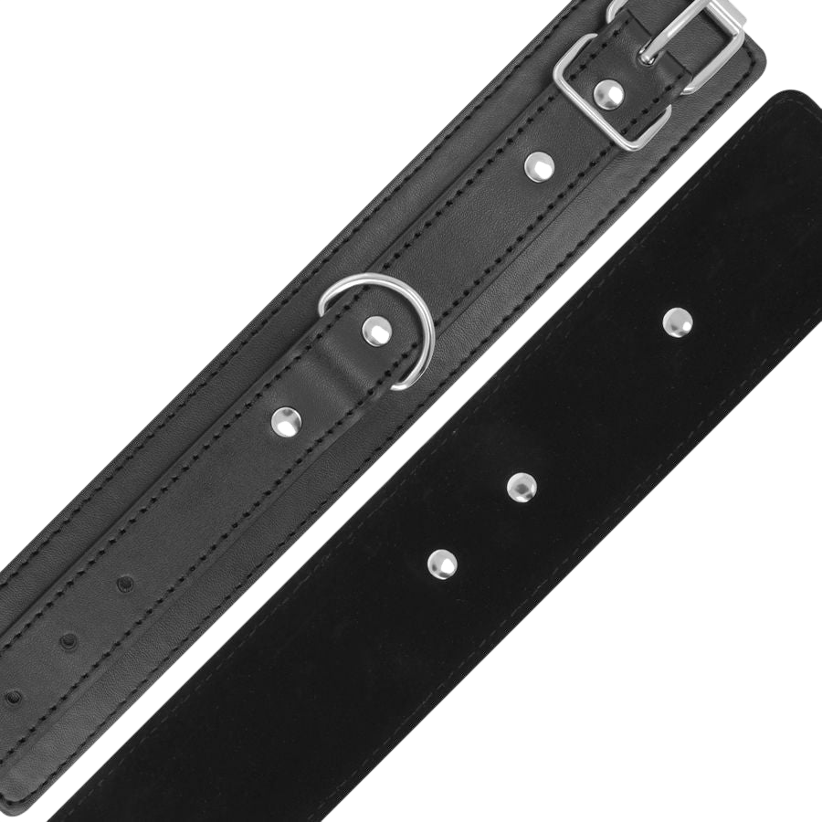 Menottes de poignets cuir noir renforcées Darkness fétiche - Mise en situation premium 3 - MANJOY