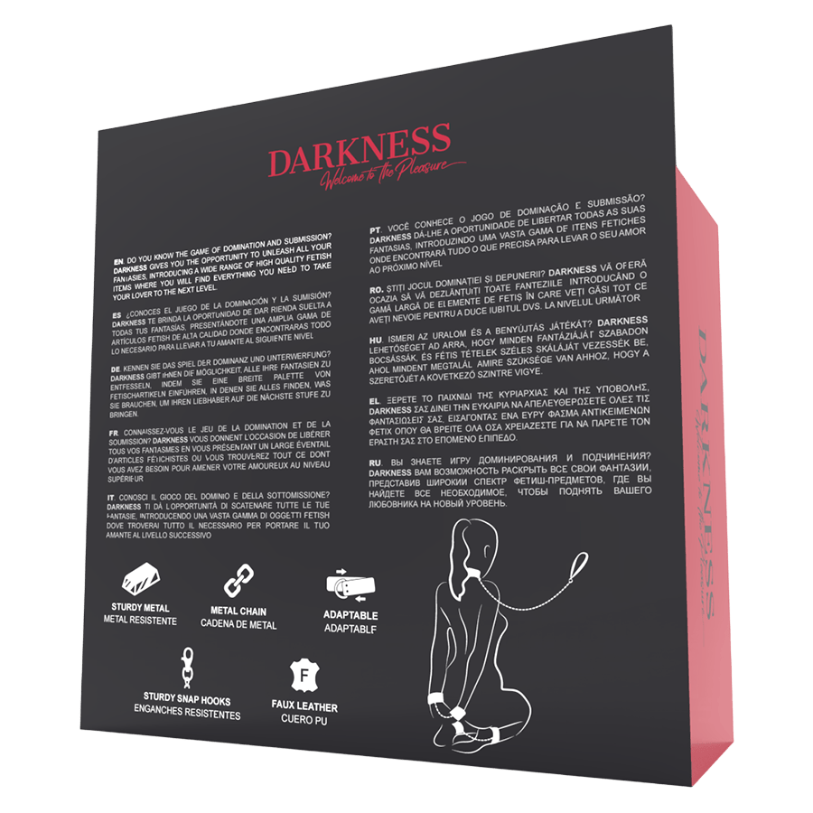 Ensemble bondage cuir noir 3 pièces Darkness - Détail texture - MANJOY