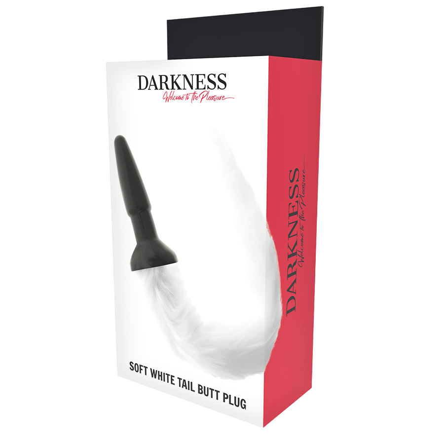 Plug anal XL silicone queue blanche Darkness - Présentation du packaging prestige - MANJOY