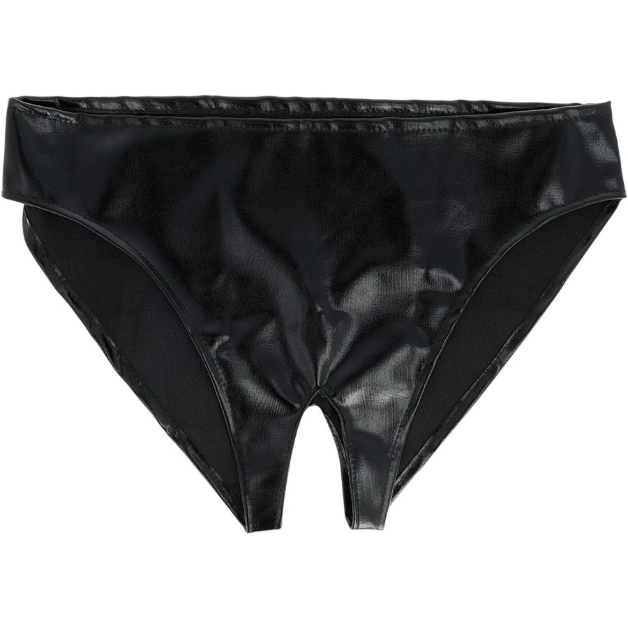 Slip ouvert unisexe noir Darkness fétiche - Mise en situation de performance 4 - MANJOY
