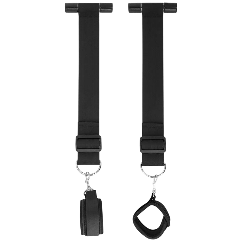 Menottes de porte bondage noir Darkness BDSM - Présentation 2 - MANJOY