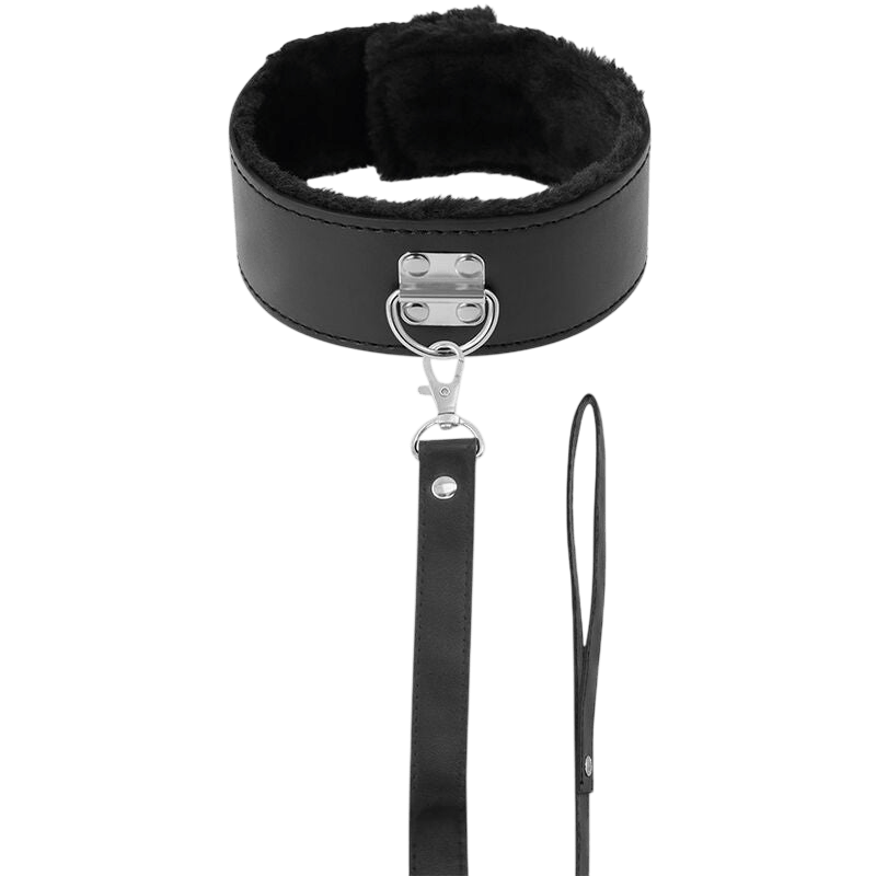 Collier doublé noir avec laisse titane Darkness - Présentation 2 - MANJOY