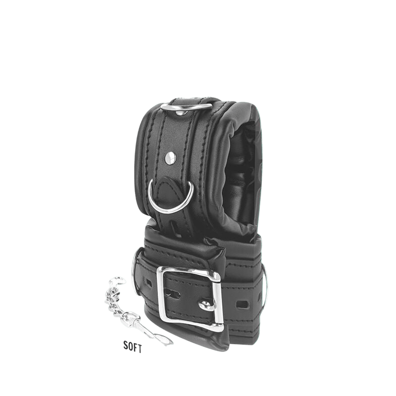 Menottes poignets rembourrées Darkness luxe - Vue principale - MANJOY