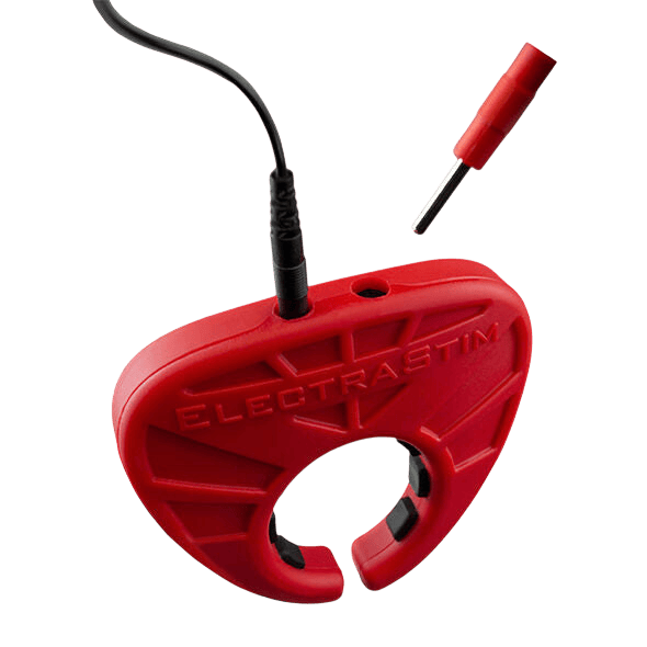 Anneau pénien conducteur Electrastim Viper noir et rouge - Mise en situation Dark Luxury 1 - MANJOY